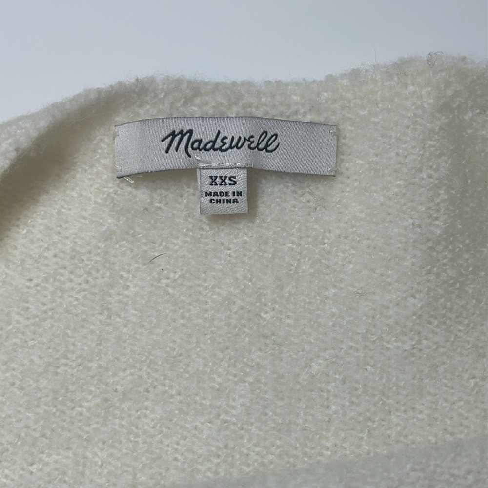 Madewell Stripe Sleeve Geo Pullover Cream Brown Green Boat Neck Sweater Size XXS - Picture 7 of 10